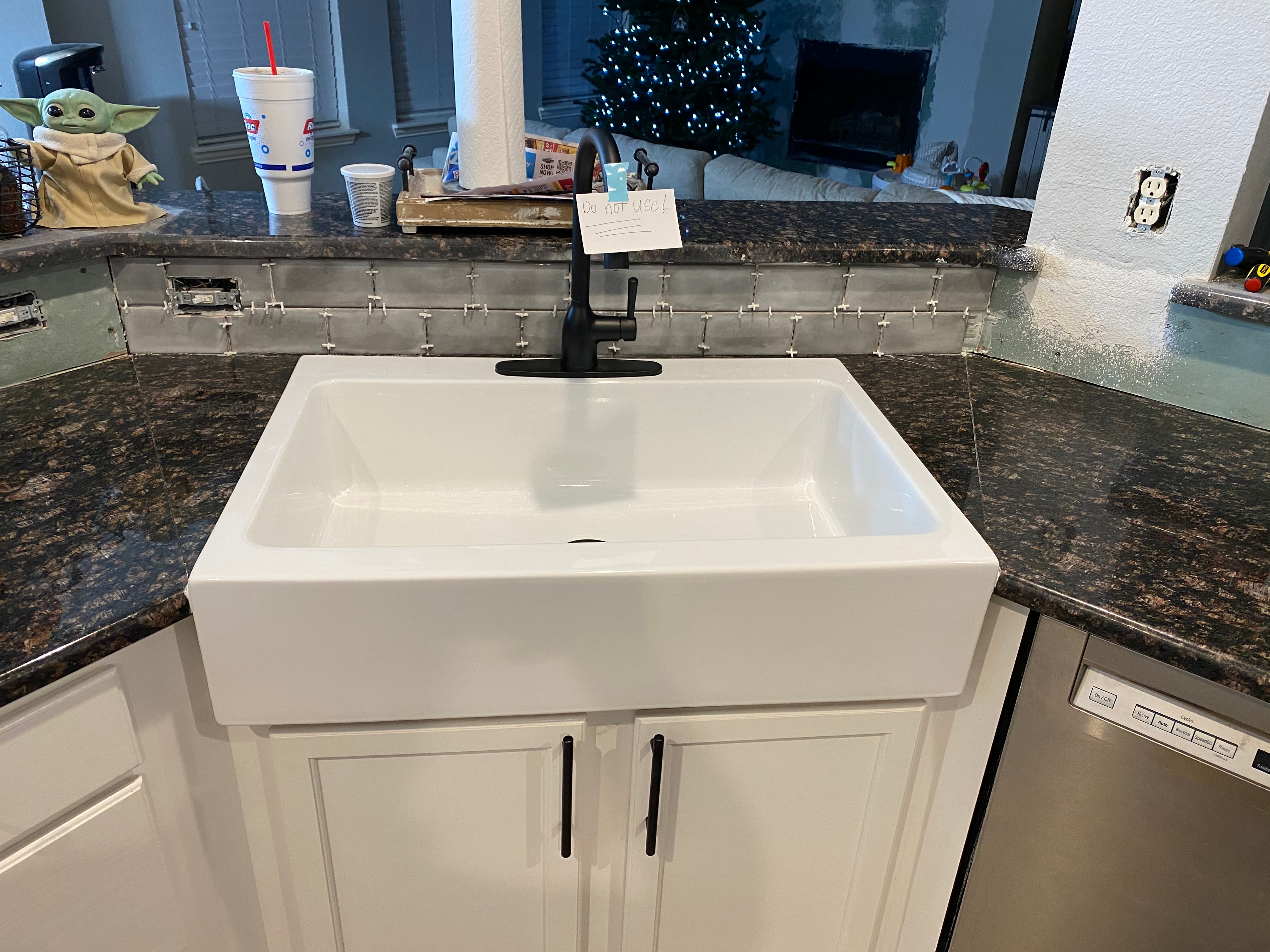 Farmhouse sink installation