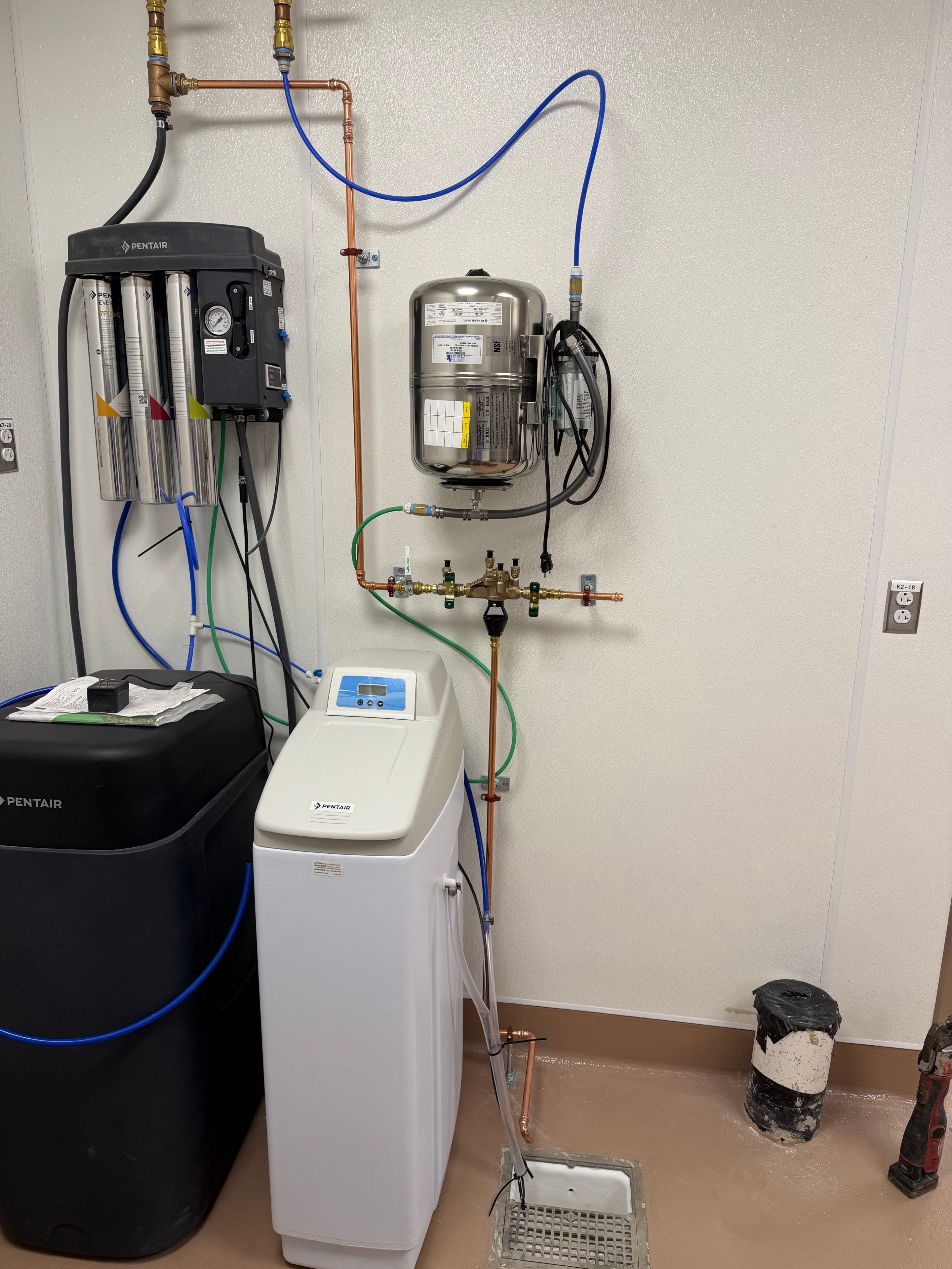 Water softening and filtration system installation